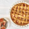 Fig pie on a white tablecloth